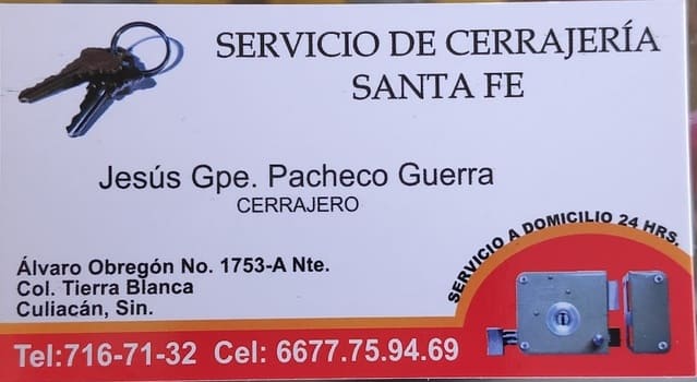 cerrajería Santa Fe en Culiacán
